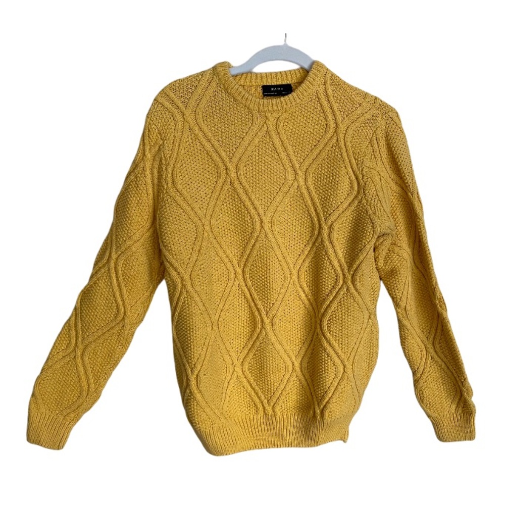 Zara yellow cable knit sweater medium